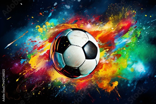 Abstract soccer background with vibrant colors. Generative AI