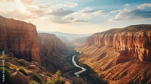 canyon view in summer. Colorful canyon landscape at sunset. nature scenery in the canyon. amazing nature background. summer landscape in nature,  canyon travel in the great valley © Samina