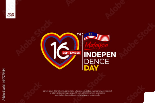 Malaysia Independence Day logotype September 16th with flag love shape