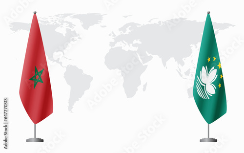 Morocco and Macau flags for official meeting