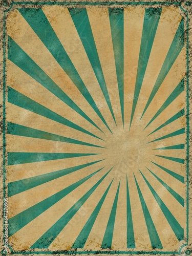vintage background with rays. Illustrations imitating the old style The stripes are separated from the center. Yellow alternating green Designed for advertising and public relations work. store