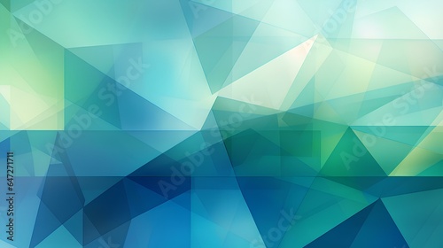 PPT background, using one color in Green and blue, and using one geometric of Abstract shapes and lines. generative AI