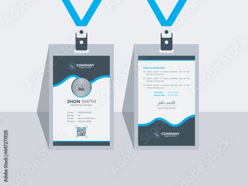 Corporate blue id card template layout