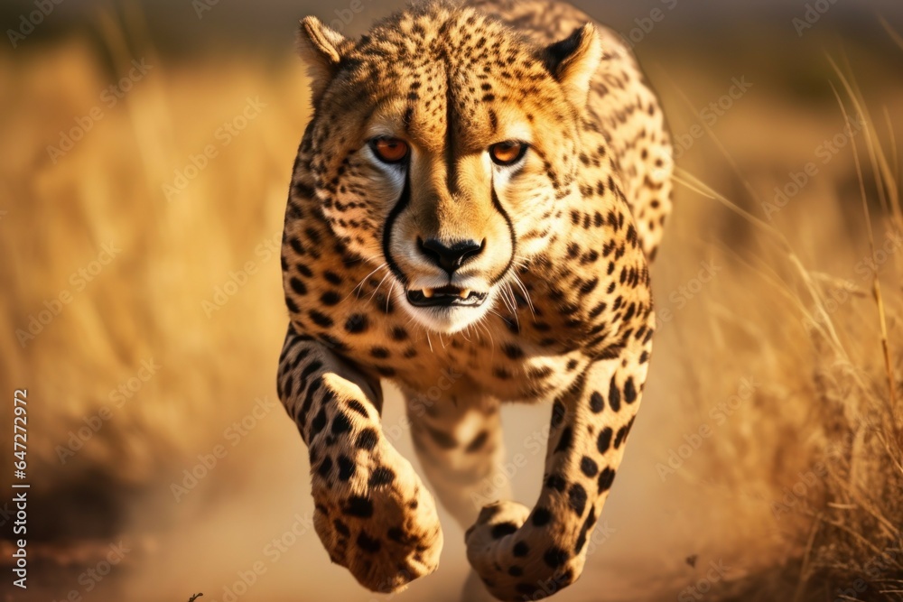 A cheetah sprinting across a vast field of dry grass. Perfect for wildlife and nature enthusiasts. A cheetah sprinting across a vast field of dry grass. Perfect for wildlife and nature enthusiasts.