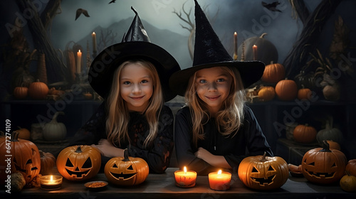 Halloween Magic Amid Pumpkins and Candles