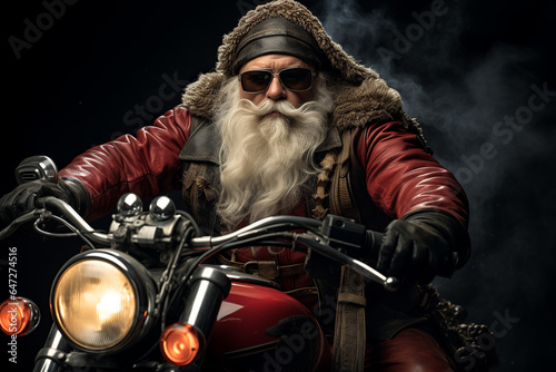  Cool Santa Claus riding a motorcycle © erika8213