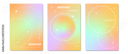 Fluid gradient vector. Cute minimalist style posters covered in pastel colorful geometric shapes and liquid colors. Modern wallpaper design for social networks, posters, print.