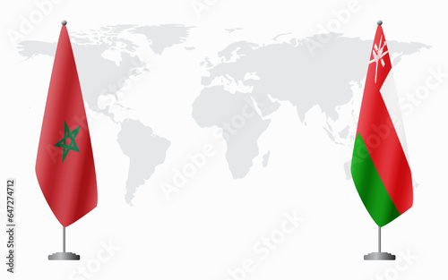 Morocco and Oman flags for official meeting