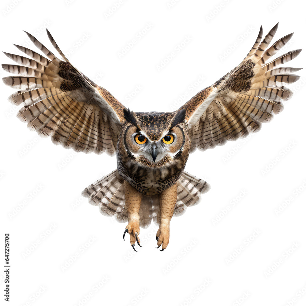 owl looking isolated on white
