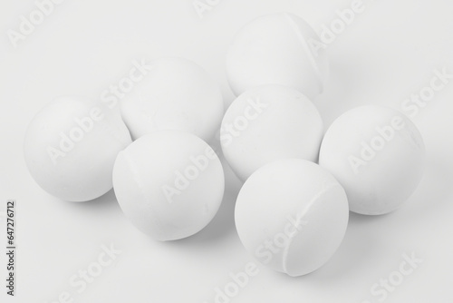 Set of sauna stones isolated on white background. Natural mineral rock, ceramic balls, imperial porcelain
