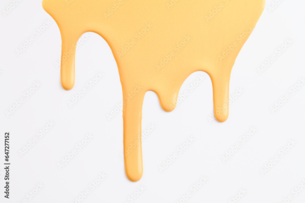 Acrylic paint blot, chaotic brushstroke, spot flowing on white paper background. Creative yellow color backdrop, fluid art. Acrylic paint blot, chaotic brushstroke, spot flowing on white paper background. Creative yellow color backdrop, fluid art.