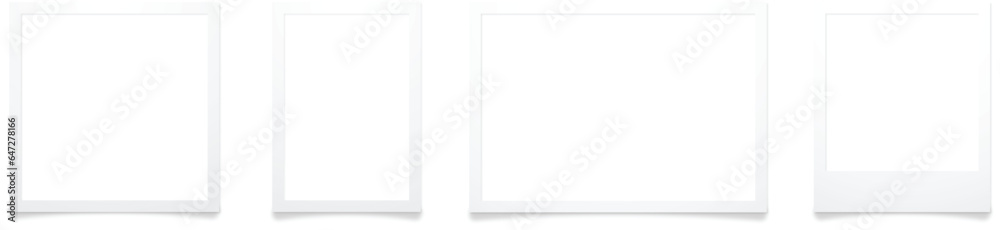 Photo frames with realistic drop shadow vector effect isolated. Image borders with 3d shadows