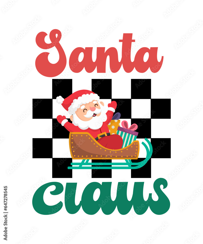 Santa Claus Retro t shirt. Christmas Retro Shirts design. Santa Claus Retro t shirt. Christmas Retro Shirts design.