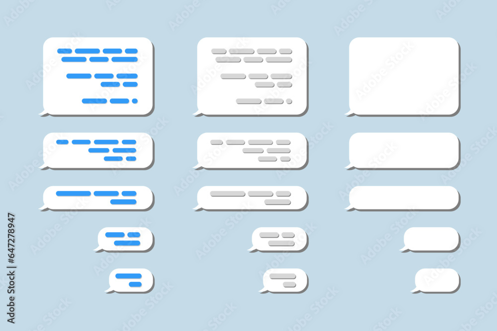 SmartPhone chatting sms template bubbles. Phone chatting sms template bubbles. Vector UI UX.