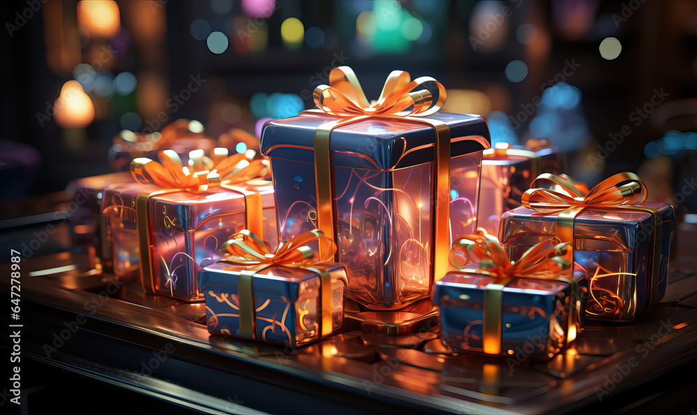 Cartoon Christmas, Christmas gifts on the table. Cartoon Christmas, Christmas gifts on the table.