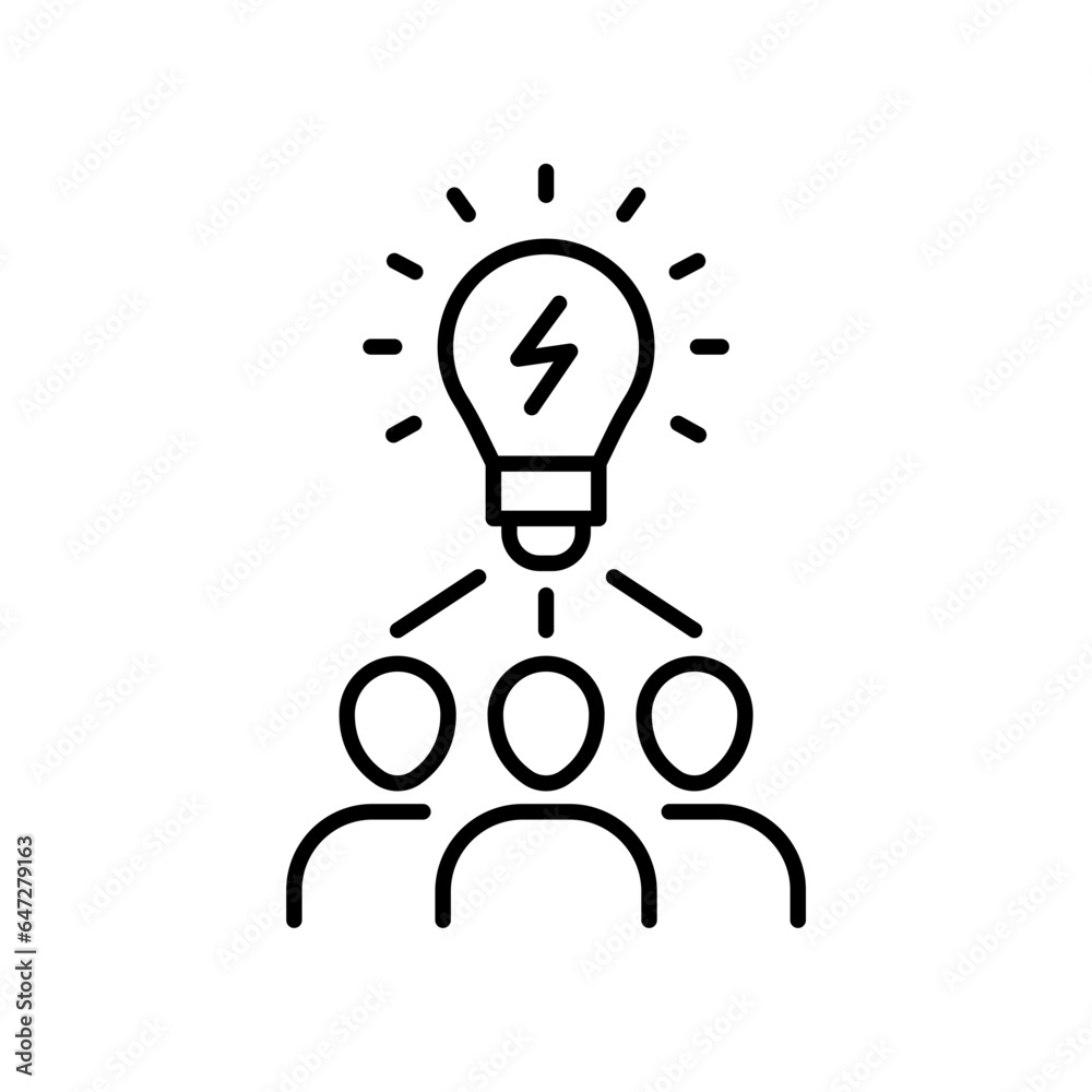 Insight icon. Simple outline style. Group of people and lightbulb, community, partner, team, brainstorm, person, idea, training, creative concept. Thin line symbol. Vector illustration isolated. Insight icon. Simple outline style. Group of people and lightbulb, community, partner, team, brainstorm, person, idea, training, creative concept. Thin line symbol. Vector illustration isolated.