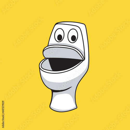 sitting toilet cartoon illustration