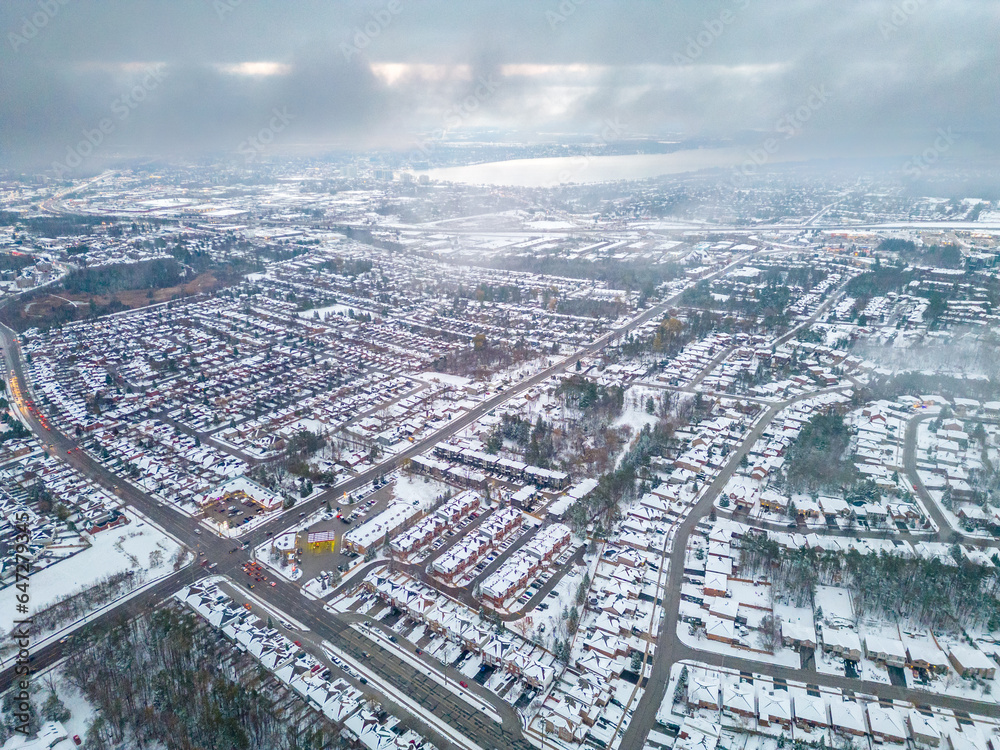 Experience the raw power and serene beauty of a winter storm in Barrie, Ontario through captivating drone views. This stunning footage captures the icy transformation of the landscape, as snow blanket
