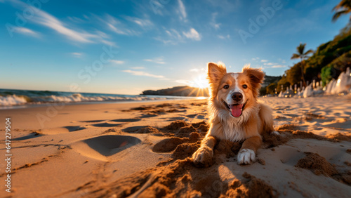 Happy puppy enjoying the summer
