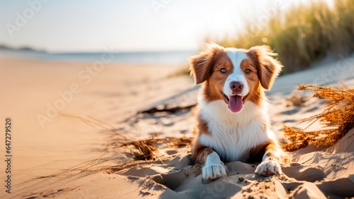 Puppy enjoying a day at the beach