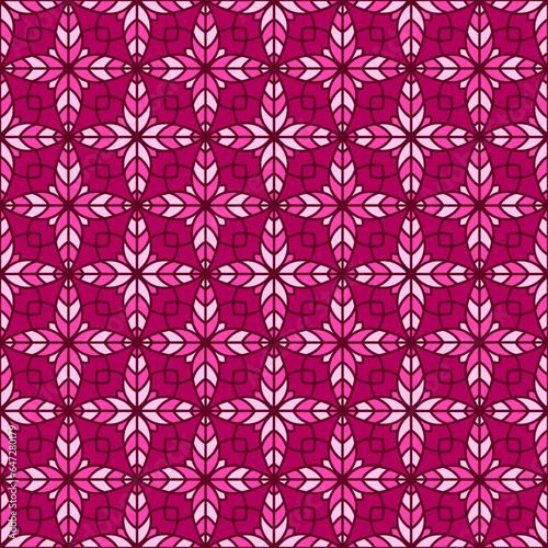 Creative floral geometry seamless vector tile pattern. Abstract flower repeating tiling wallpaper. © SunwArt
