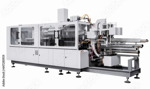 Production machine for manufacture products from pvc plastic extrusion technology, Isolated on white background, Generative AI
