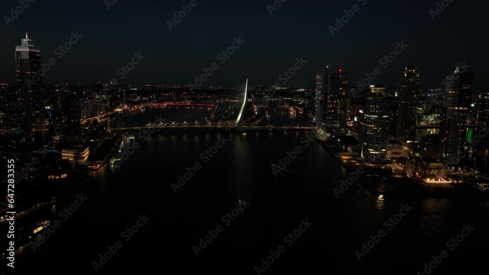 Aerial hyperlaspe or timelapse of the Skyline of Rotterdam, The Netherlands. Aerial hyperlaspe or timelapse of the Skyline of Rotterdam, The Netherlands.