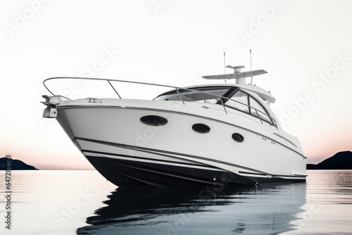 The image of white luxury motor boat, Generative AI