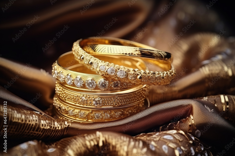 The expensive gold jewellery with diamonds The expensive gold jewellery with diamonds