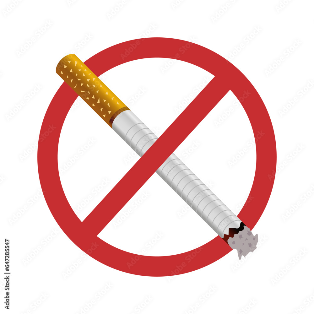 No Smoking - Red Vector Sign isolated on white. Non Smoking Zone Symbol. No Smoking - Red Vector Sign isolated on white. Non Smoking Zone Symbol.