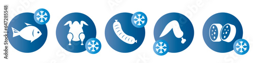 Frozen Products stickers. Labels for frozen food packaging.