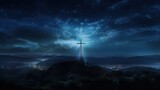 Cross illuminated in the night