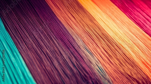 Multicolored straight strands texture background, sewing equipment, loom equipment at a garment factory, Generative AI photo