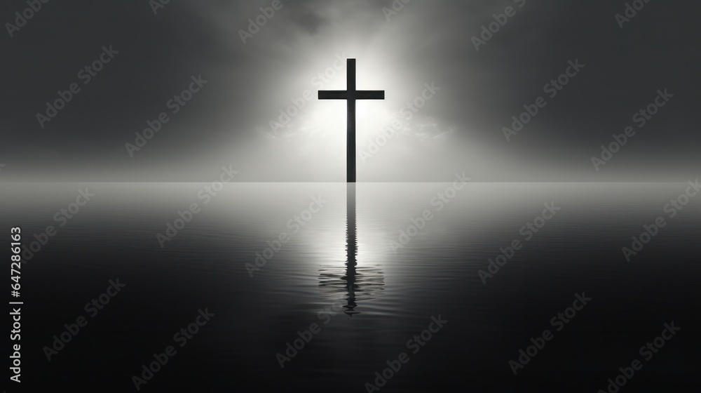 Cross with Sunset Background