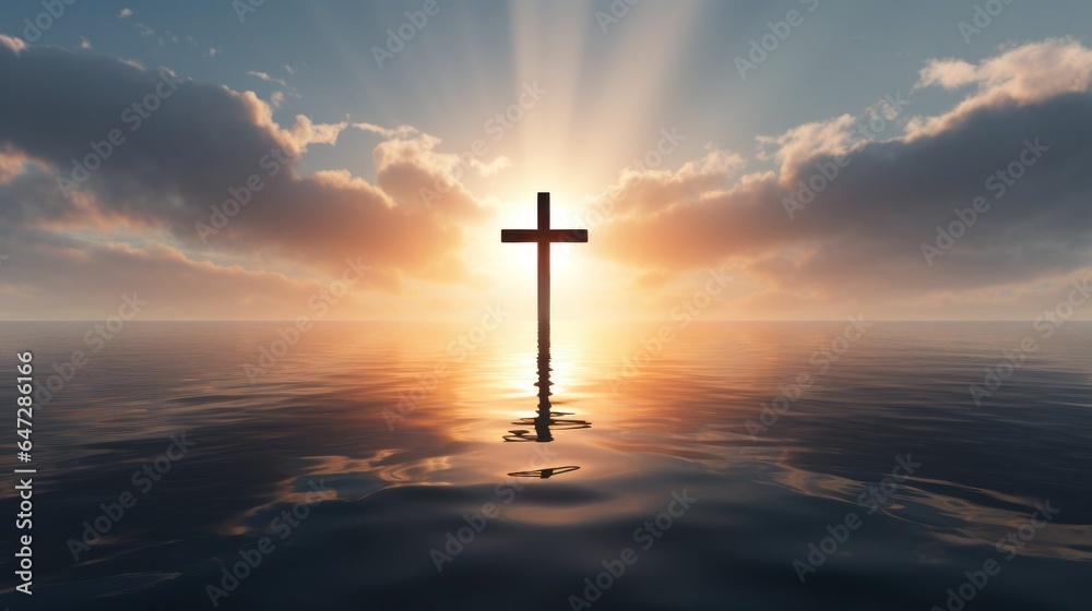 Cross with Sunset Background Cross with Sunset Background