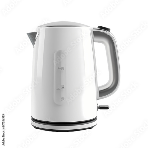 a white electric kettle with transparant background perfect for websites, advertisements, or blogs related to kitchen appliances or home decor.