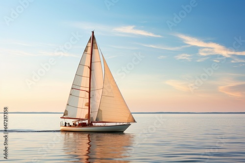 Sailing sailboat at sunset. © Fotograf