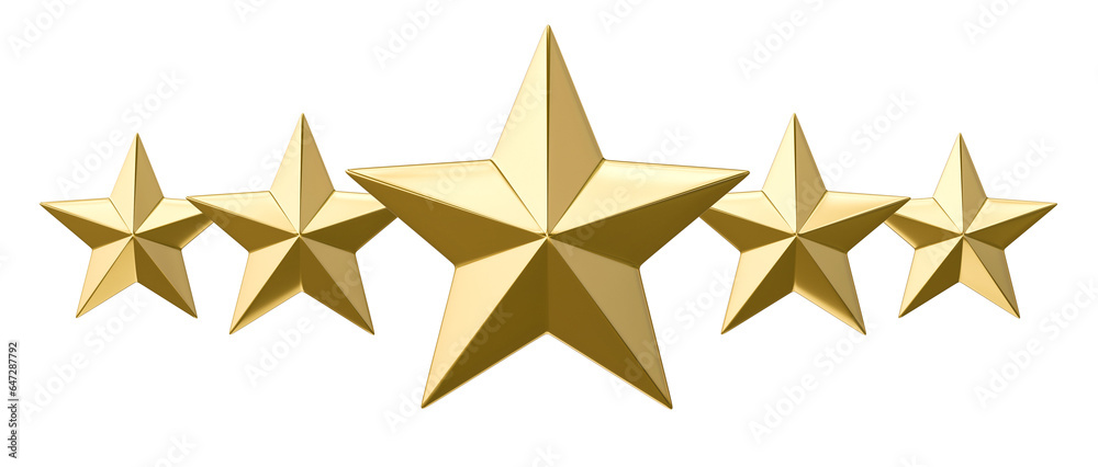 5 stars in or isolated on white. 3d render 5 stars in or isolated on white. 3d render