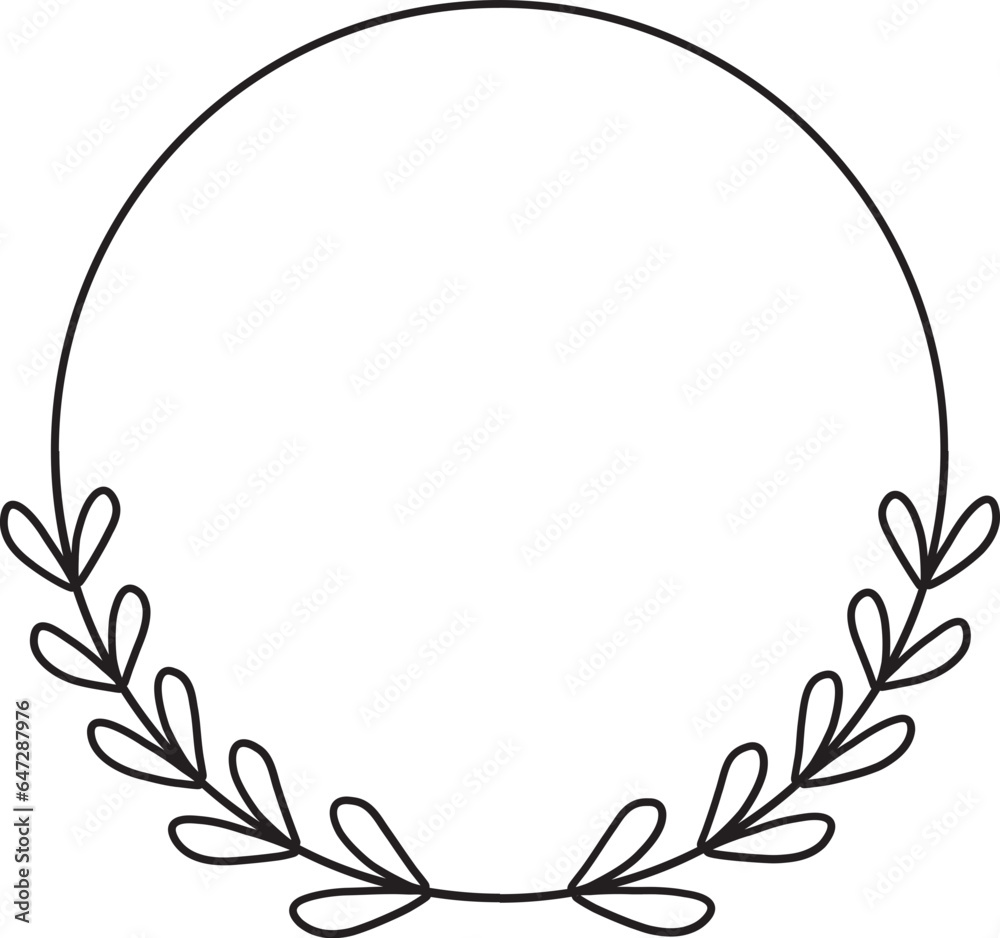 Leaf Frame Wreath Outline Leaf Frame Wreath Outline