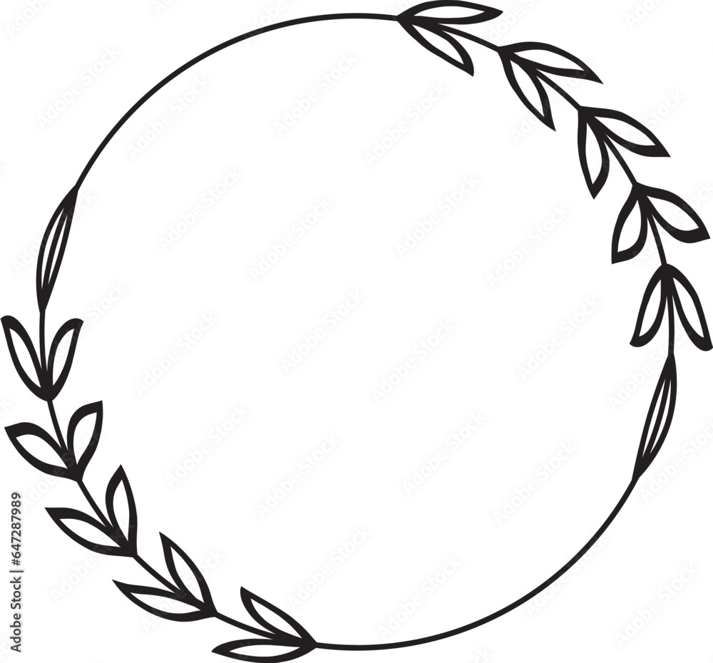 Leaf Frame Wreath Outline Leaf Frame Wreath Outline