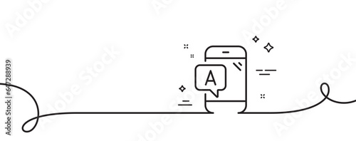 Ab testing line icon. Continuous one line with curl. Ui phone test sign. Ab testing single outline ribbon. Loop curve pattern. Vector