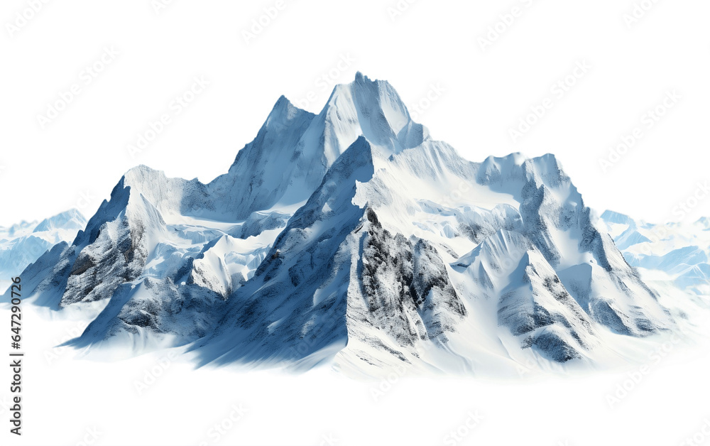Scandinavian Snow Covered Peak Isolated on a Transparent Background PNG. Generative AI