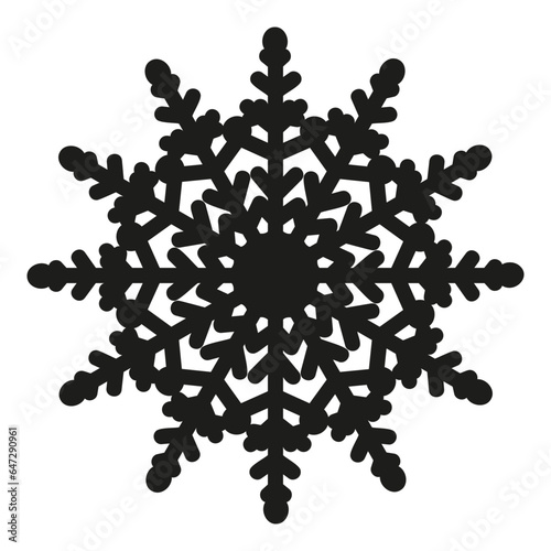 Snowflake Christmas ornament black isolated white background vector illustration