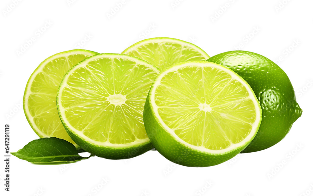 Lime Slicing Citrus Fruit Isolated on a Transparent Background PNG. Generative AI