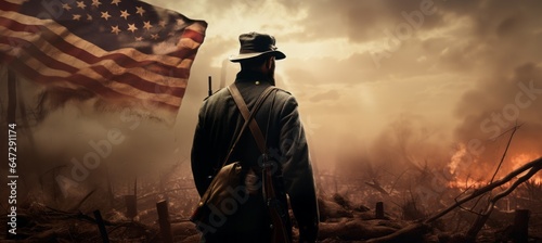 American civil war battle field. Generative AI technology.