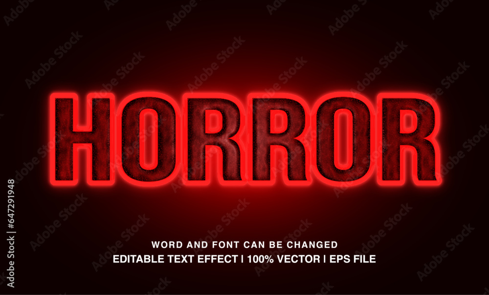 Horror editable text effect template, red neon light futuristic typeface, premium vector