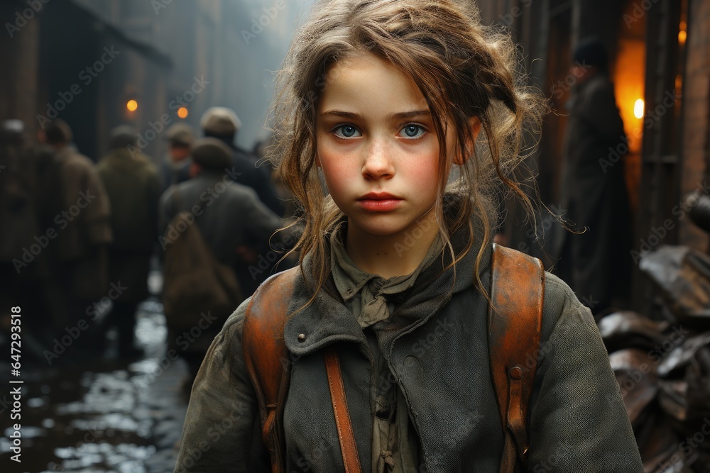 portrait of a orphan girl in the street portrait of a orphan girl in the street