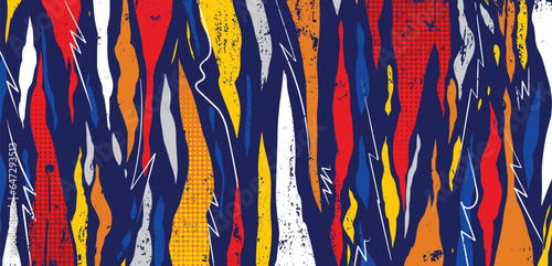 Graffiti background with throw-up, scribble and tagging in vibrant colors. Ab...