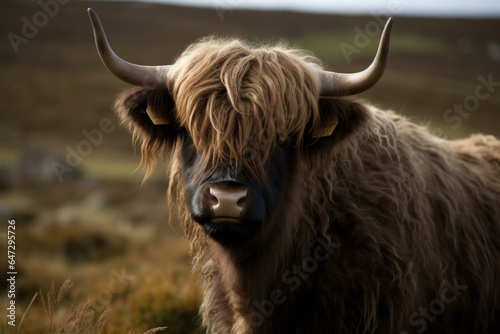 A shaggy-haired cow from Scotland. Generative AI