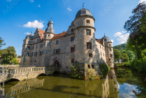 View of the moated castle in Mitwitz - Germany in Upper Franconia, located between Kronach and Coburg